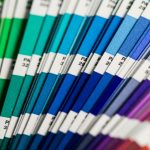 Color Palette - blue white green and red textile