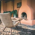 Cozy Patio - two brown wicker chairs