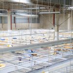 Hidden Storage - white and blue airplane in a factory